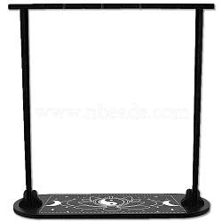 Wooden Crystal Display Shelf, Black Oval Crystal Holder Stand, Rustic Divination Pendulum Storage Rack, Witch Stuff, Easy to Assemble, Flower, 42~288x27.6~80x7mm(DJEW-WH0048-020)