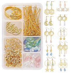 SUNNYCLUE DIY Earring Making Kits, Including Alloy Pendants & Link, Brass Linking Rings & Cable Chains & Ball Post Ear Studs & Ear Nuts & Earring Hooks, Glass Beads, Iron Jump Rings & Pins, Mixed Color(DIY-SC0013-56)