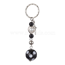Chunky Bubblegum Acrylic Keychains, with Alloy Star and Iron Split Ring, Platinum, 9.65cm(KEYC-JKC00610-01)