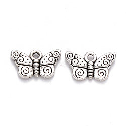 Tibetan Style Alloy Charms, Butterfly, Cadmium Free & Lead Free, Antique Silver, 9x15x2.5mm, Hole: 1.5mm(X-TIBEP-S319-068AS-RS)