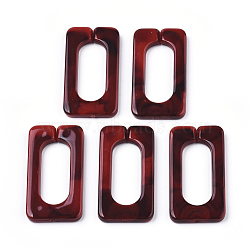 Acrylic Linking Rings, Quick Link Connectors, for Cross Chains Making, Imitation Gemstone Style, Rectangle, Dark Red, 43.5x23x4.5mm, Inner Diameter: 30x12mm, about 147pcs/500g(OACR-S021-70A-D02)