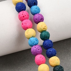 Dyed Synthetic Lava Rock Beads Strands, Round, Mixed Color, 6mm, Hole: 1.2mm, about 63pcs/strand, 14.76''(37.5cm)(GG-CBAAE19-06A-02)