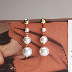 Plastic Imitation Pearl Round Dangle Stud Earrings for Women(JF2947)