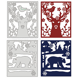 GLOBLELAND 2Pcs 2 Style Carbon Steel Cutting Dies Stencils, for DIY Scrapbooking/Photo Album, Decorative Embossing DIY Paper Card, Deer and Bear, Animal Pattern, 10.2x8.6x0.08cm, 1pc/style(DIY-DM0002-39)