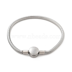 304 Stainless Steel Bracelets, Round, 180~200mm, flat round: 10x7mm(BJEW-M079-01P-04)