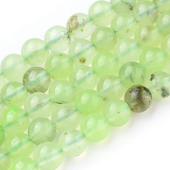 Natural Prehnite Beads Strands, Round, 6.5~7mm, Hole: 1mm, about 62pcs/strand, 15.3~15.5 inch(39~39.5)