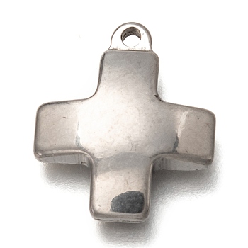 Non-Tarnish 304 Stainless Steel Pendants, Cross, Stainless Steel Color, 18x15x3mm, Hole: 1.4mm