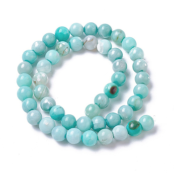 Natural Dyed Agate Imitation Turquoise Beads Strands, Round, Pale Turquoise, 6mm, Hole: 0.8mm, about 60~64pcs/strand,  14.88  inch~15.15 inch(37.8~38.5cm)