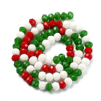 Christmas Theme Glass Beads Strands, Faceted, Abacus, Colorful, 6x5mm, Hole: 1mm, about 89~93pcs/strand, 17.01~17.52 inch(43.2~44.5cm)