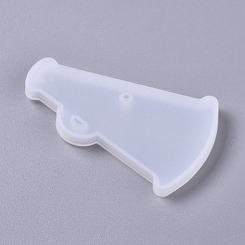 Pendant Silicone Molds, Resin Casting Molds, For UV Resin, Epoxy Resin Jewelry Making, Trumpet, White, 75x44.5x6mm