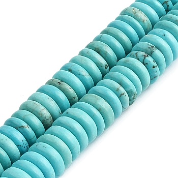 Natural Howlite Beads Strands, Dyed, Rondelle, 8x2~2.5mm, Hole: 0.5mm, about 153~155pcs/strand, 15.24~15.35''(38.7~39cm)