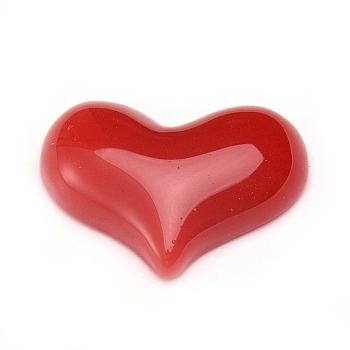 Resin Cabochons, Heart, Red, 22x17x5.5mm