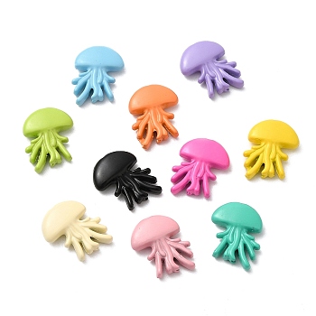 Spray Painted Alloy Bead, Lead Free & Cadmium Free, Octopus, Mixed Color, 14x12x4mm, Hole: 1.4mm
