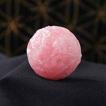 Natural Rose Quartz Display Decorations, Reiki Energy Stone Ornament, Round Moon Meteorite, 40mm