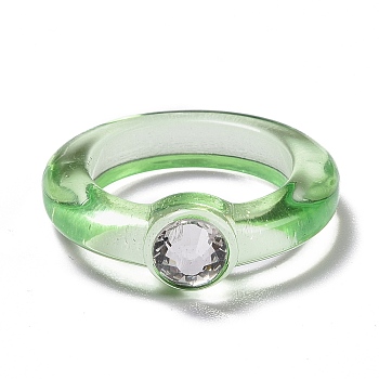 Transparent Acrylic Finger Rings, Light Green, US Size 7 1/2(17.7mm)