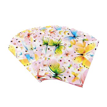 50Pcs Rectangle Plastic Gift Bag, Candy Shopping Packaging Bags, Butterfly, 15x9cm, about 45~50pcs/bag