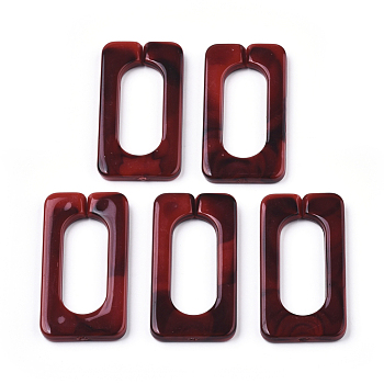 Acrylic Linking Rings, Quick Link Connectors, for Cross Chains Making, Imitation Gemstone Style, Rectangle, Dark Red, 43.5x23x4.5mm, Inner Diameter: 30x12mm, about 147pcs/500g
