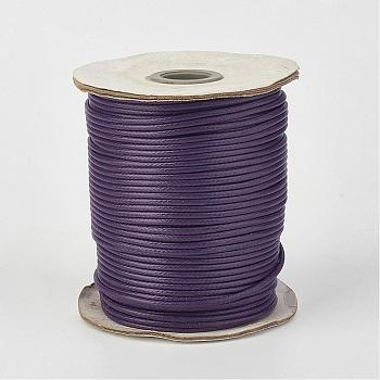 Eco-Friendly Korean Waxed Polyester Cord, Indigo, 1mm, about 169.51~174.98 Yards(155~160m)/Roll