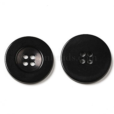 30mm Black Flat Round Resin 4-Hole Button