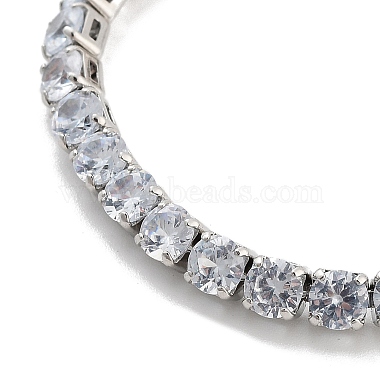 Brass Pave Clear Cubic Zirconia Flat Round Box Chain Slider Bracelets(BJEW-B094-12B-P)-2