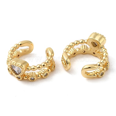 Rack Plating Brass Micro Pave Cubic Zirconia Heart Cuff Earrings(EJEW-E290-06G)-2