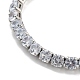 Brass Pave Clear Cubic Zirconia Flat Round Box Chain Slider Bracelets(BJEW-B094-12B-P)-2