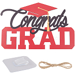 Graduation Season Wood Wall Hanging Decor, with Jute Cord, for Home Living Room Dorm Decorations, Graduation Cap & Word, FireBrick, 252x389x4.5mm(AJEW-WH20006-232A)