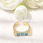 Brass Micro Pave Cubic Zirconia Cuff Open Rings for Women, Long-Lasting Plated, Rack Plating, Real 18K Gold Plated, Sky Blue, 18mm(RJEW-L343-02G-01)