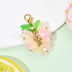 Glass & Acrylic Pendant Decorations, with Golden Alloy Lobster Claw Clasps, May Bell, Light Salmon, 42mm(HJEW-YW00052-01)