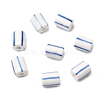 Handmade Porcelain Beads, Hand Painted Ceramic Beads, Column with Stripe, White, 12x8mm, Hole: 2.5mm(PORC-A034-08)