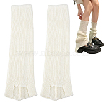 Acrylic Fiber Leg Socks, Long Boots Leg Covers for Women, Floral White, 410x153x3.5mm(AJEW-WH0661-70A)