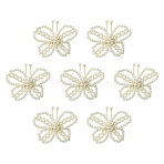 8Pcs ABS Plastic Imitation Pearl Beaded Ornament Accessories, Butterfly, with Copper Wire, Creamy White, 53x55x16mm(DIY-CJ0003-23)