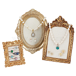 3Pcs 3 Styles Resin & Linen Photo Frame Jewelry Necklace Display Stands, Desktop Necklace Holder, Mixed Color, 1.95~20.5x12~16.3x2.3~19cm, 1pc/style(ODIS-OC0001-97)