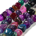 Natural Agate Beads Strands, Dyed & Heated, Nuggets, Tumbled Stone, Mixed Color, 6.5~13x10~13x1.5~11mm, Hole: 1.6mm, about 22pcs/strand, 7.20~7.72''(18.3~19.6cm)(G-H295-B01-03)