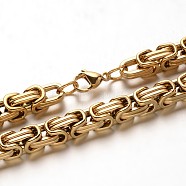 Trendy 304 Stainless Steel Byzantine Chain Bracelets, with Lobster Clasps, Golden, 8-1/4 inch(210mm)(BJEW-L510-06)