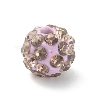 Rhinestone Pave Disco Ball Beads, Polymer Clay Rhinestone Beads, Round, Amethyst, 8mm, Hole: 1.8mm(RB-TAC0002-02B-10)