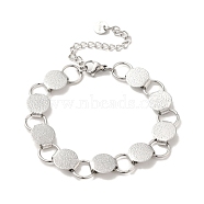 304 Stainless Steel Flat Round Link Chain Bracelet, Stainless Steel Color, 6-1/2 inch(16.5cm)(BJEW-Q776-02B-01)