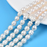 Natural Cultured Freshwater Pearl Beads Strands, DIY Material for Mother's Day Gift, Polished Rice, Seashell Color, 8.5~9.5x7.5~8.5mm, Hole: 0.7mm, about 33~37pcs/strand, 13.78 inch~14.37(PEAR-N012-08B)