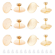 6 Pairs 2 Style Brass Stud Earrings Findings, with Holes, Long-Lasting Plated, Flat Round, with 50Pcs Plastic Ear Nuts, Golden, 18.7~20x0.6~1mm, Hole: 1.4~1.5mm, Pin: 0.9mm, 3 Pair(KK-DC0001-40)