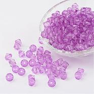 Faceted Bicone Transparent Acrylic Beads, Dyed, Plum, 6mm, Hole: 1mm, about 5800pcs/500g(DBB6mm-75)