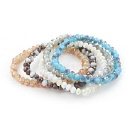 Electroplate Glass Beads Stretch Bracelets, Faceted, Round, Mixed Color, 2 inch(5cm)(BJEW-JB04021)