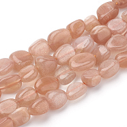 Natural Sunstone Beads Strands, Oval, 7~12x6~8x3~6mm, Hole: 1mm, about 46pcs/strand, 15.7 inch(G-T064-32)