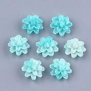 Synthetic Coral Beads, Dyed, Flower, Pale Turquoise, 17.5x18x10mm, Hole: 1.5mm(CORA-S027-38D)