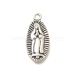 Tibetan Style Alloy Pendants, Cadmium Free & Lead Free, Virgin Mary Charms, Antique Silver, 23.5x11x2mm, Hole: 1.8mm(PALLOY-D291-11AS)