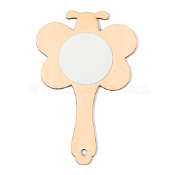 Wooden Cosmetic Mirrors, with DIY Wooden Appearance, Round Mirrors with Dragonfly, BurlyWood, 13.1x8.3x0.4cm, Hole: 4mm(DIY-B017-01)
