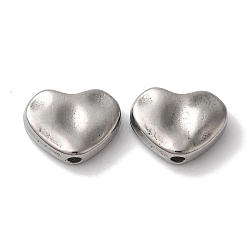 Non-Tarnish 304 Stainless Steel Beads, Heart, Stainless Steel Color, 12x10x6mm, Hole: 1.6mm(STAS-I305-184P)