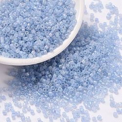 Cylinder Seed Beads, Frosted AB Colors, Round Hole, Uniform Size, Steel Blue, 2x1.5mm, Hole: 0.8mm, about 888pcs/10g(X-SEED-H001-F02)