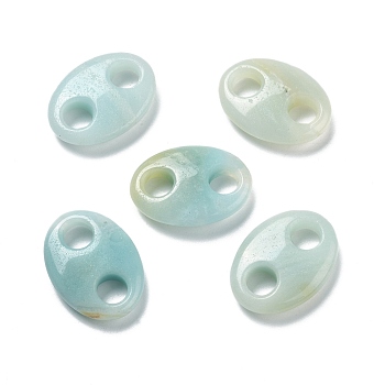Natural Amazonite Connector Charms, Pig Nose, 25x18x6.5mm, Hole: 6mm