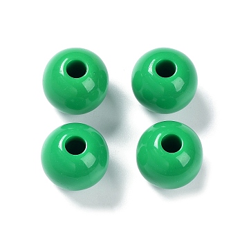 Opaque Acrylic European Beads, Large Hole Beads, Round, Medium Sea Green, 19.5x18mm, Hole: 6mm, about 122pcs/500g