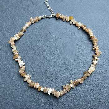 Natural Sunstone Chip Beaded Necklaces for Women